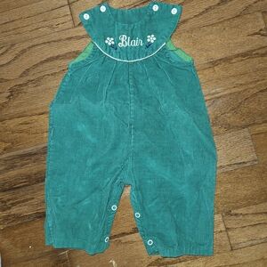 Charming Teal Corduroy Kids Romper